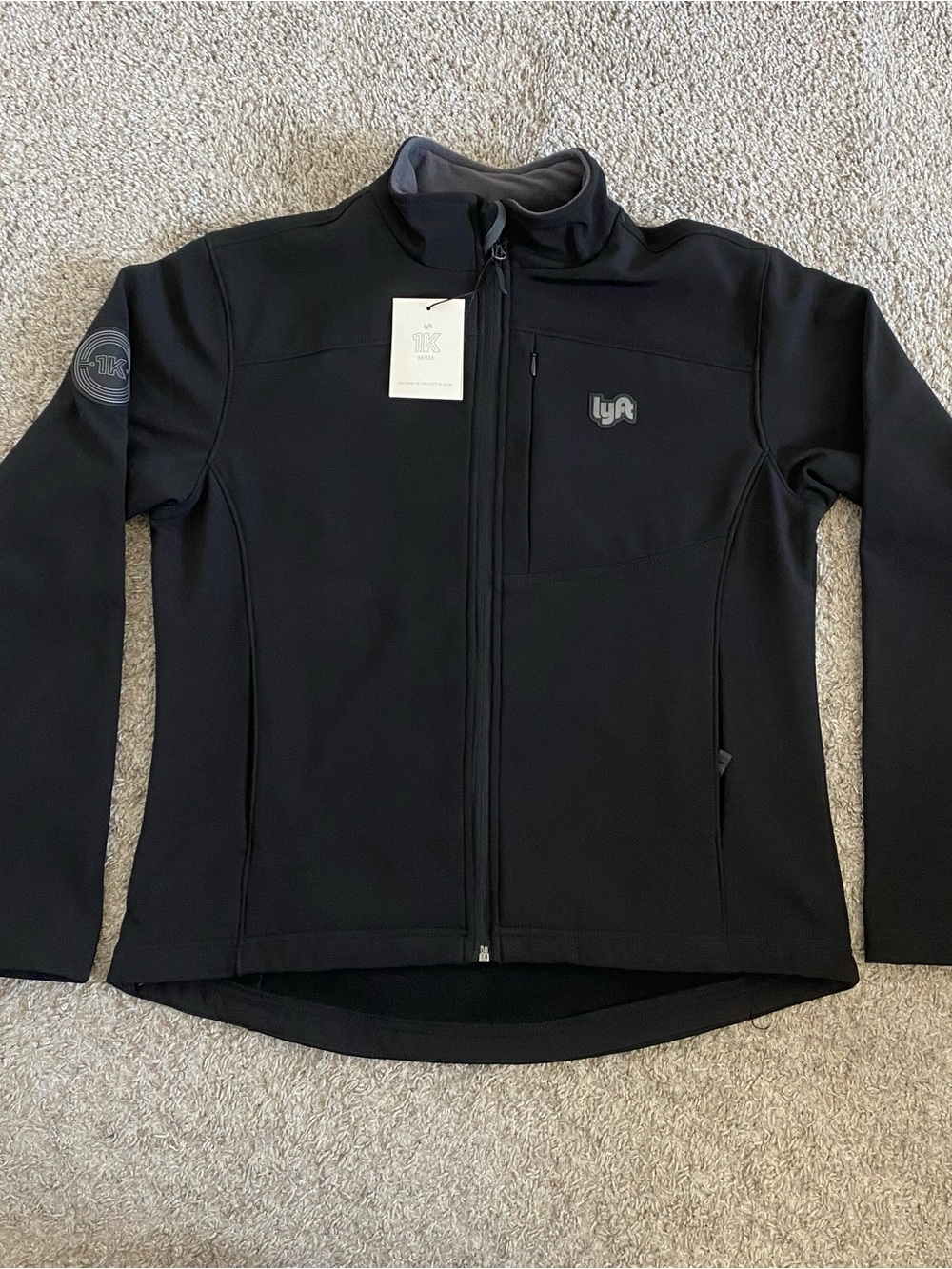 Lyft 1K Rides Men's Fleece Coat Full Zip Lined Black Size M